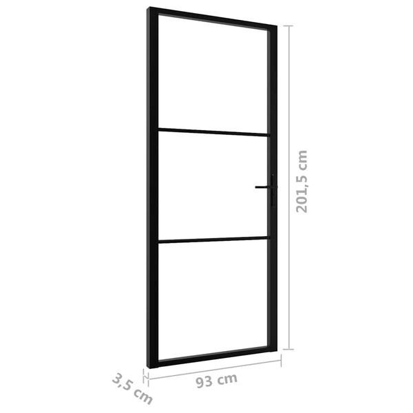 vidaXL Interior Door ESG Glass and Aluminium 93x201.5 cm Black