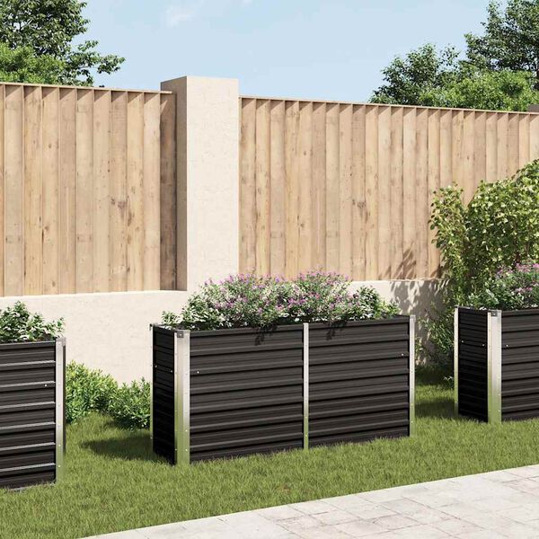 vidaXL Garden Raised Bed Anthracite 160x40x77 cm Galvanised Steel