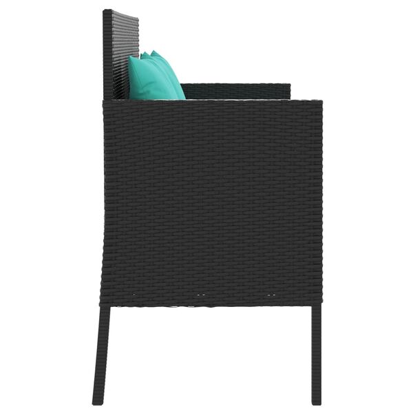 vidaXL Garden Bench with Cushions Black Poly Rattan