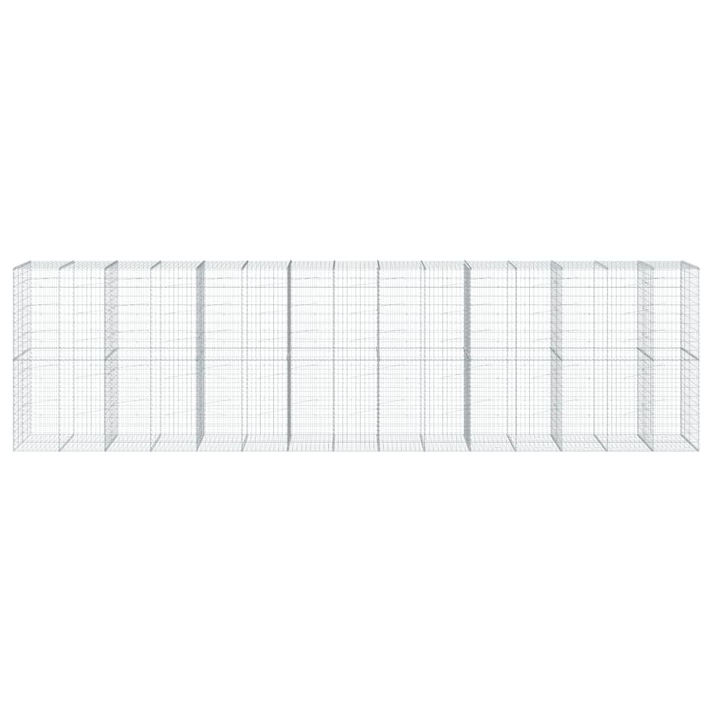 vidaXL Gabion Basket with Cover 750x100x200 cm Galvanised Iron