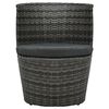 vidaXL 3 Piece Bistro Set with Cushions Poly Rattan Grey