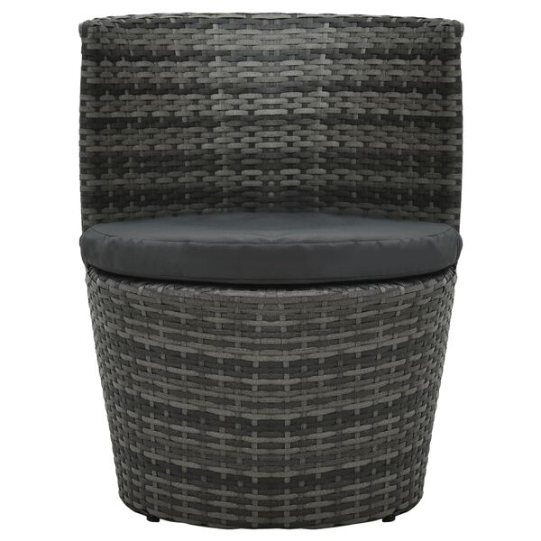 vidaXL 3 Piece Bistro Set with Cushions Poly Rattan Grey