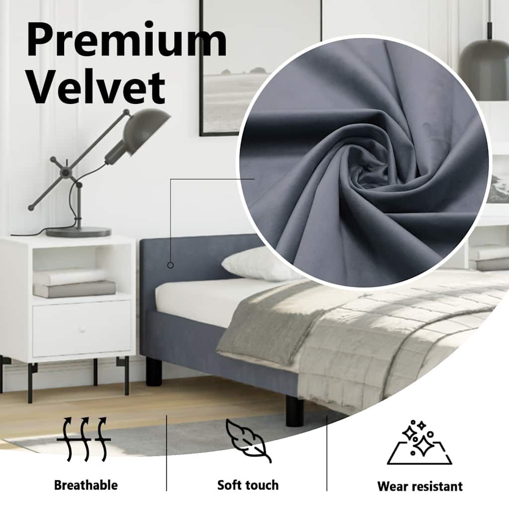 vidaXL Bed Frame without Mattress Dark Grey 100x203 cm Velvet