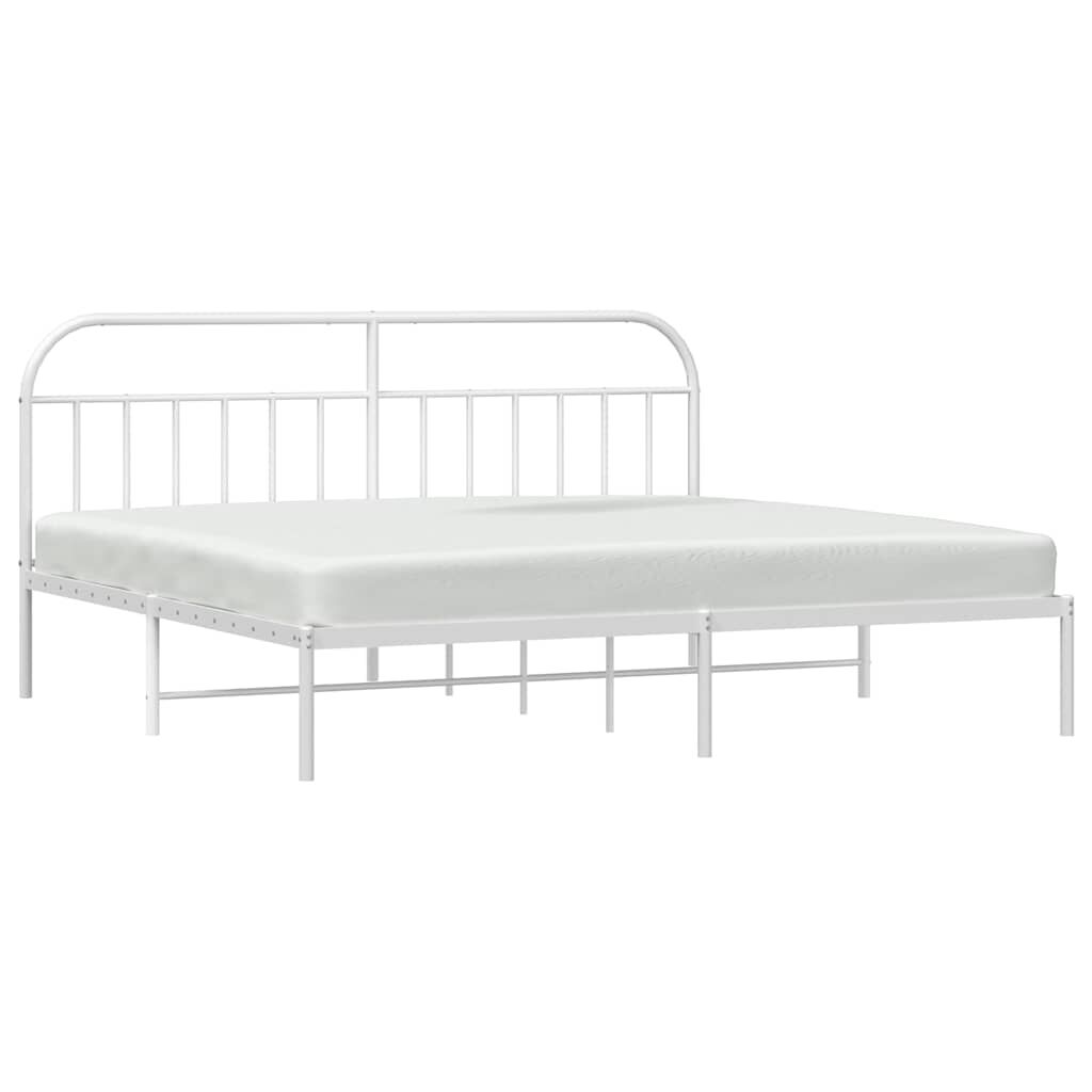 vidaXL Metal Bed Frame without Mattress with Headboard White 193x203cm