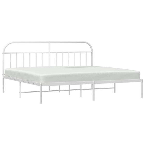 vidaXL Metal Bed Frame without Mattress with Headboard White 193x203cm