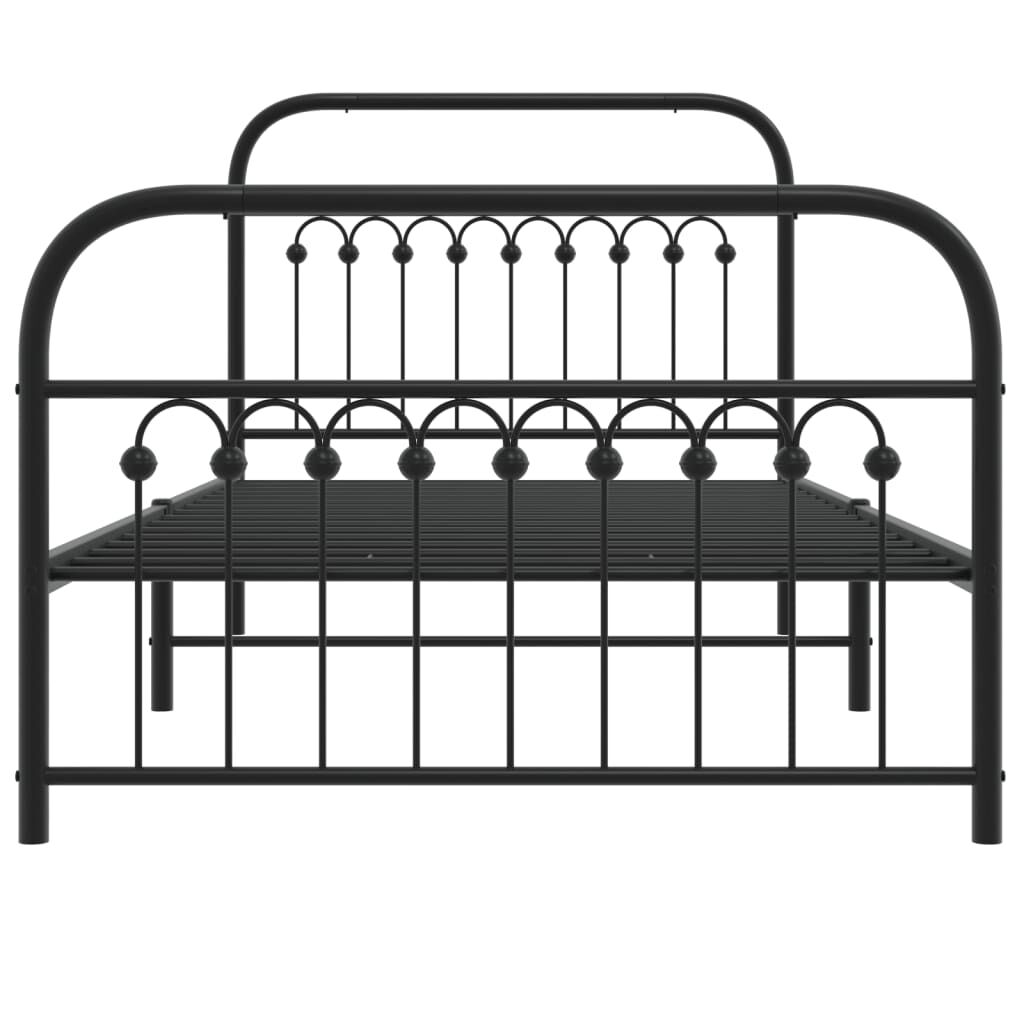 vidaXL Metal Bed Frame without Mattress with Footboard Black 100x200cm