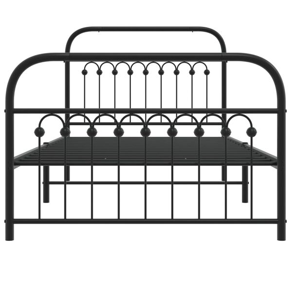vidaXL Metal Bed Frame without Mattress with Footboard Black 100x200cm