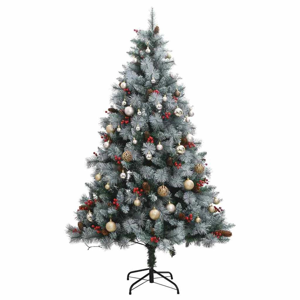 vidaXL Artificial Hinged Christmas Tree 300 LEDs & Ball Set 210 cm