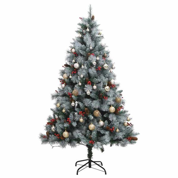 vidaXL Artificial Hinged Christmas Tree 300 LEDs & Ball Set 210 cm