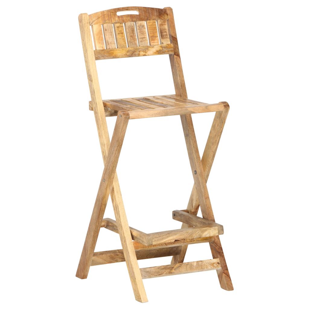 vidaXL Folding Outdoor Bar Chairs 2 pcs Solid Mango Wood