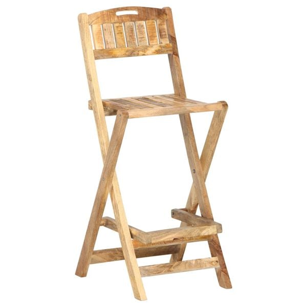vidaXL Folding Outdoor Bar Chairs 2 pcs Solid Mango Wood