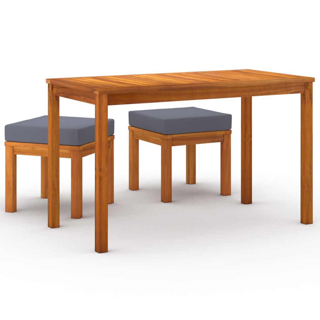 vidaXL 3 Piece Garden Dining Set with Cushions Solid Wood Acacia