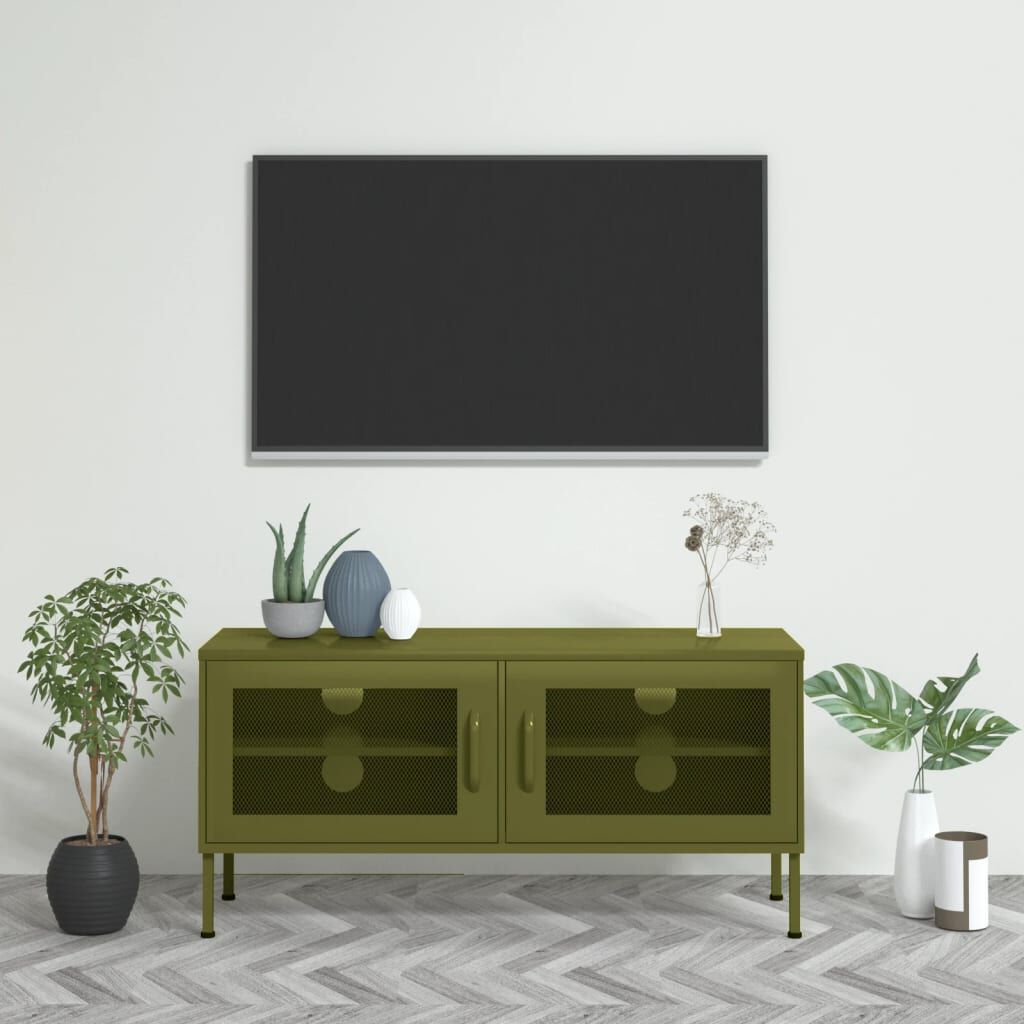 vidaXL TV Cabinet Olive Green 105x35x50 cm Steel
