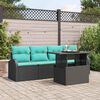 vidaXL Garden Sofa Set with Cushion Manual 5 pcs Black Poly Rattan
