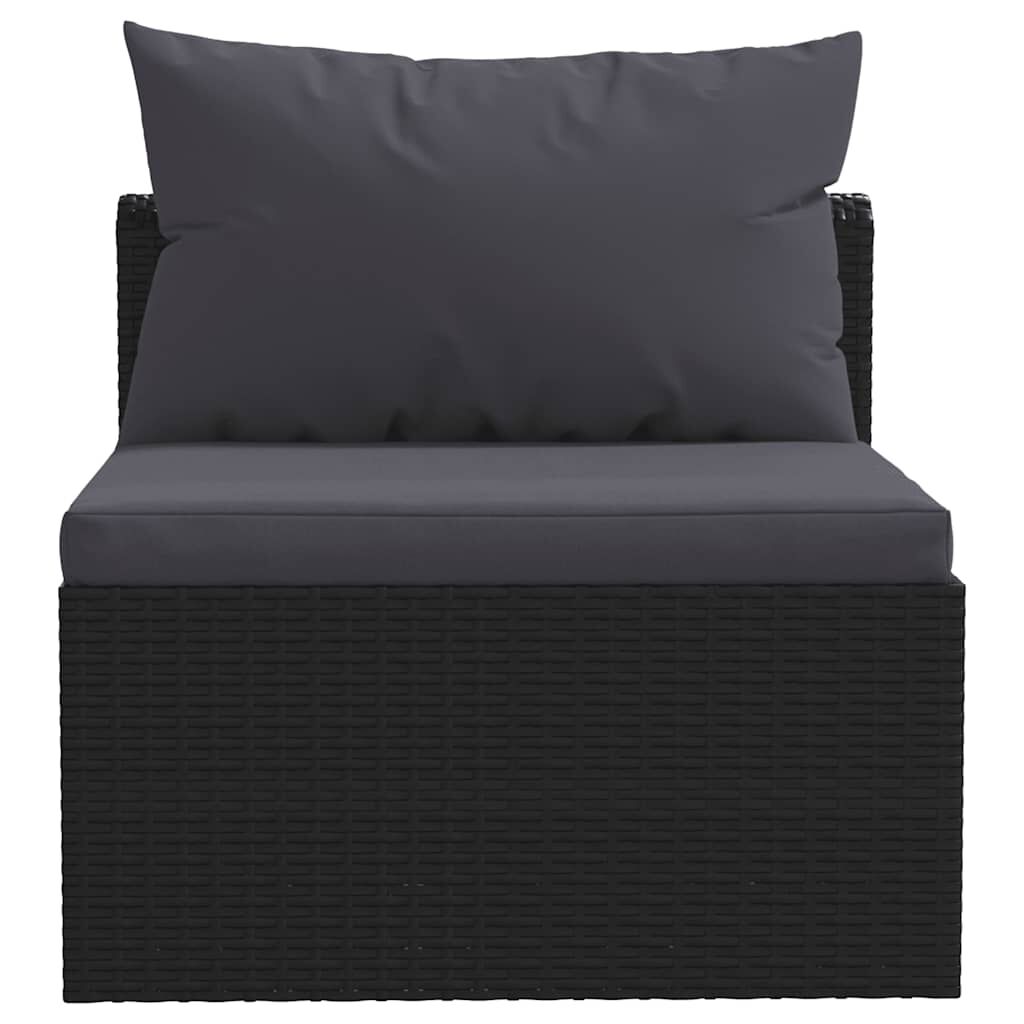 vidaXL 7 Piece Garden Lounge Set with Cushions Poly Rattan Black