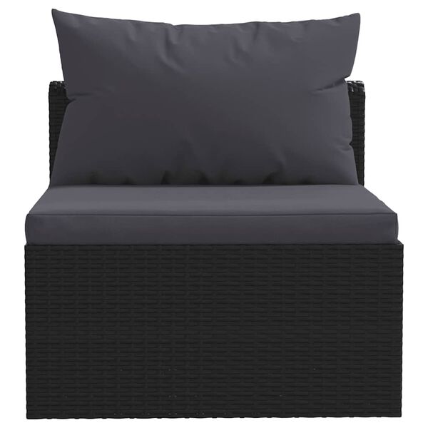 vidaXL 7 Piece Garden Lounge Set with Cushions Poly Rattan Black