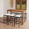 vidaXL 7 Piece Garden Bar Set with Cushions Black