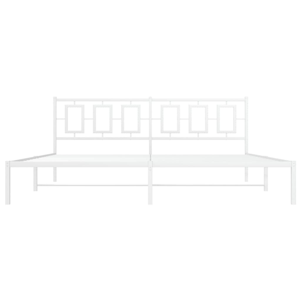 vidaXL Metal Bed Frame without Mattress with Headboard White 193x203cm