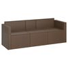 vidaXL 3-Seater Garden Sofa with Cushions Brown Poly Rattan