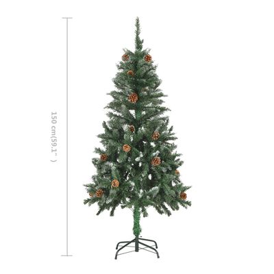 vidaXL Artificial Christmas Tree with Pine Cones and White Glitter 150 cm