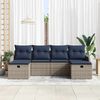 vidaXL Sofa Set with Cushion Manual 6 pcs Grey and Navy Poly Rattan