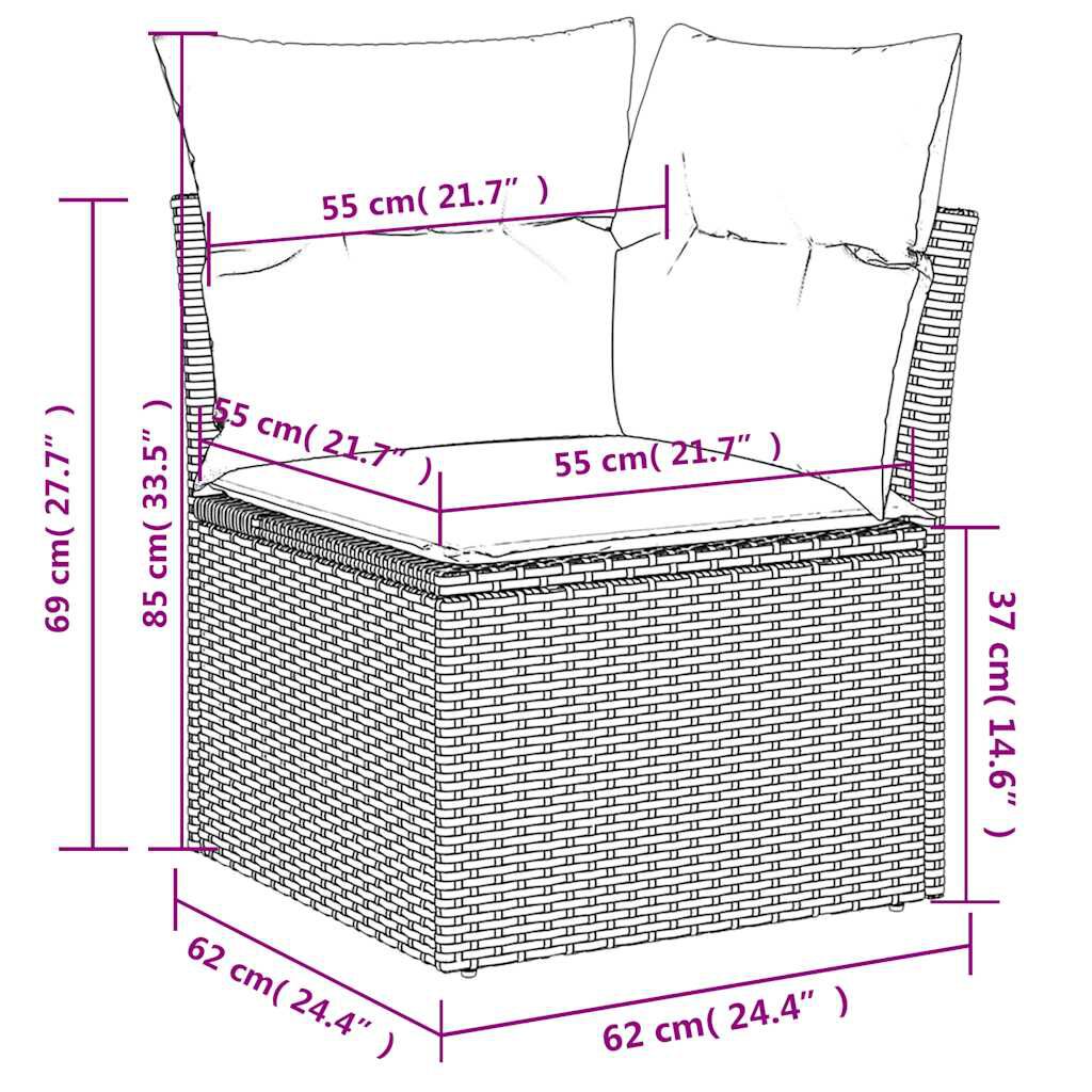 vidaXL 7 Piece Garden Sofa Set with Cushions Brown Poly Rattan Acacia