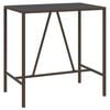 vidaXL Bar Table with Glass Top Brown 110x70x110 cm Poly Rattan