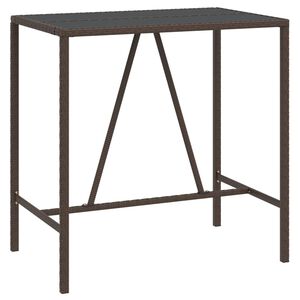 vidaXL Bar Table with Glass Top Brown 110x70x110 cm Poly Rattan