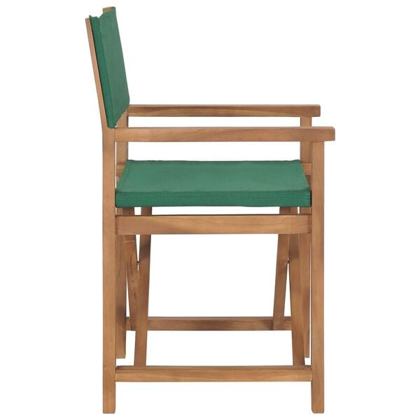 vidaXL Director's Chairs 2 pcs Solid Teak Wood Green