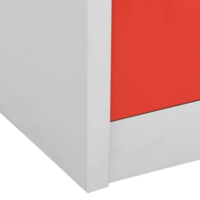 vidaXL Locker Cabinets 2 pcs Light Grey and Red 90x45x92.5 cm Steel