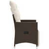 vidaXL Reclining Garden Chair with Cushions Brown Poly Rattan
