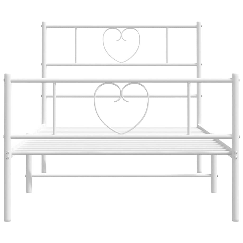 vidaXL Metal Bed Frame without Mattress with Footboard White 100x190cm