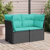 vidaXL Garden Sofa with Cushions 2-Seater Black Poly Rattan