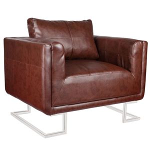 vidaXL Cube Armchair with Chrome Feet Brown Leather