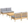 vidaXL 5 Piece Garden Lounge Set with Grey Cushions Pinewood