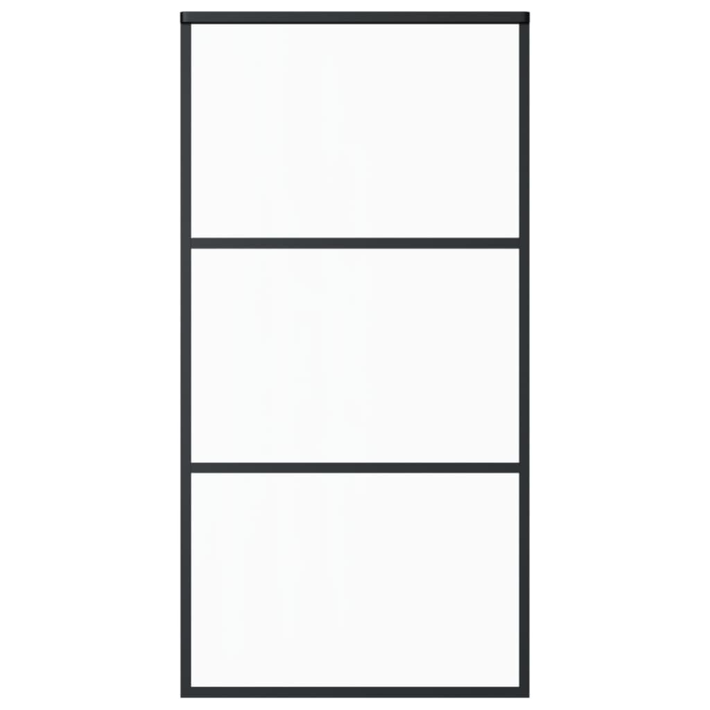 vidaXL Sliding Door ESG Glass and Aluminium 102x205 cm Black