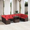 vidaXL Garden Sofa Set with Cushion 11 pcs Brown Poly rattan