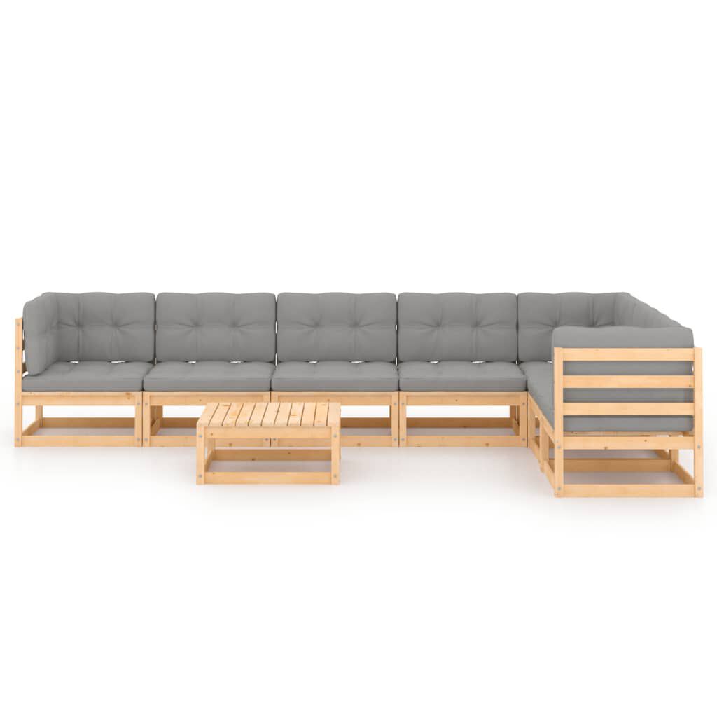 vidaXL 8 Piece Garden Lounge Set with Cushions Solid Pinewood