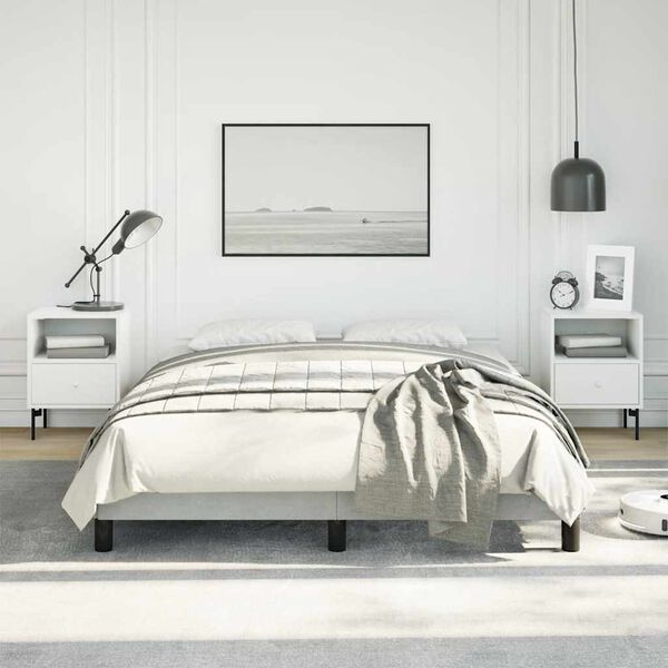 vidaXL Bed Frame without Mattress Light Grey 137x190 cm Full Velvet