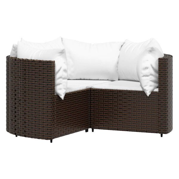 vidaXL 4 Piece Garden Lounge Set with Cushions Brown Poly Rattan