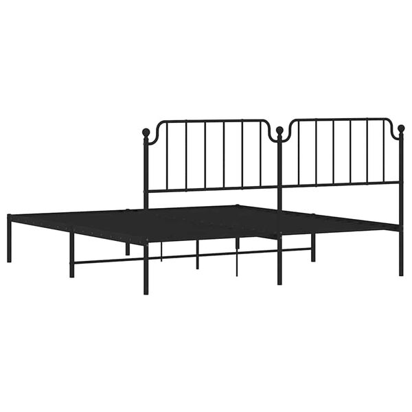 vidaXL Metal Bed Frame without Mattress with Headboard Black 183x213cm