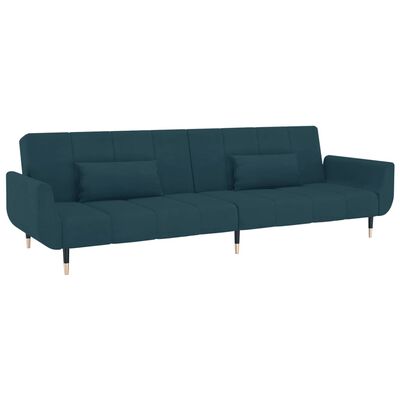 vidaXL 2-Seater Sofa Bed with Two Pillows Blue Velvet