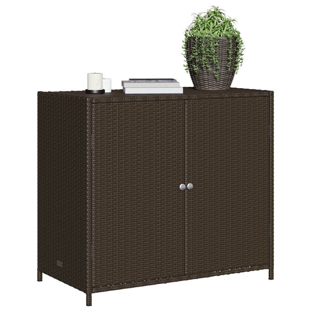 vidaXL Garden Storage Cabinet Brown 83x45x76 cm Poly Rattan