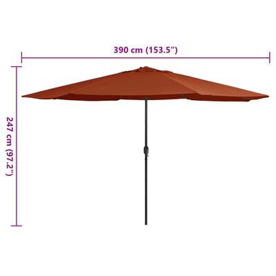 vidaXL Garden Parasol with Metal Pole 390 cm Terracotta