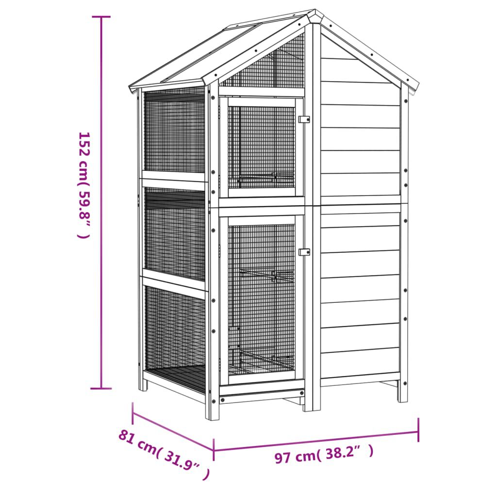 vidaXL Bird House Brown 97x81x152 cm Solid Wood Pine