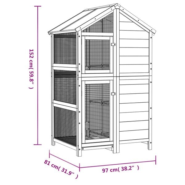 vidaXL Bird House Brown 97x81x152 cm Solid Wood Pine