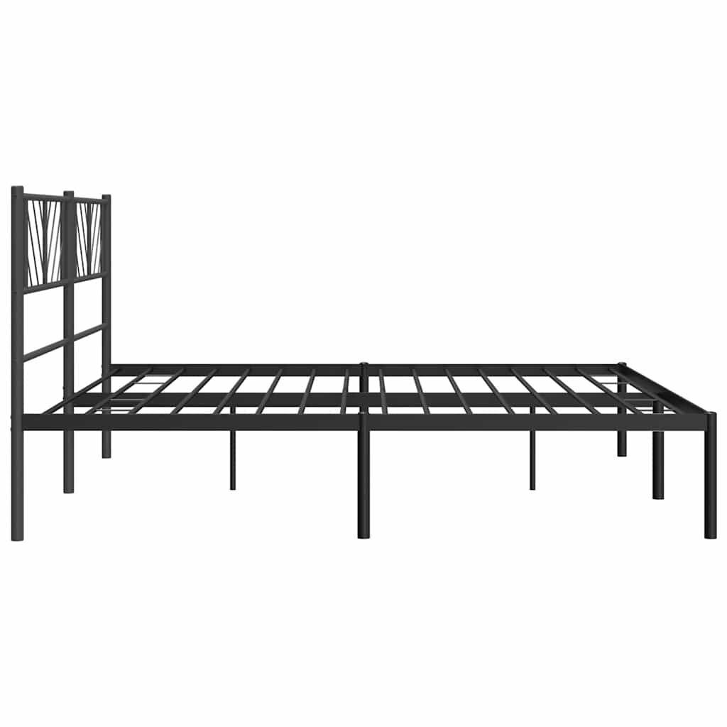 vidaXL Metal Bed Frame without Mattress with Headboard Black 183x213cm