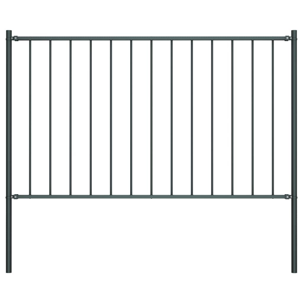 vidaXL Fence Panel with Posts Powder-coated Steel 1.7x0.75 m Anthracite