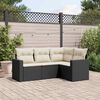 vidaXL 4 Piece Garden Sofa Set with Cushions Black Poly Rattan