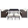 vidaXL 11 Piece Outdoor Dining Set with Cushions Poly Rattan Brown